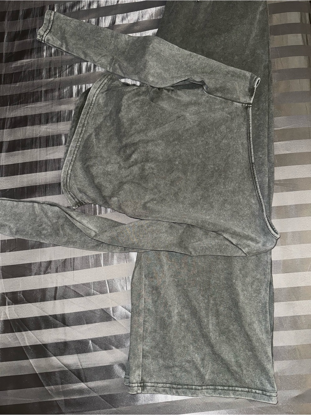 Washed Grey Long Sleeve Top And Bottom Set New